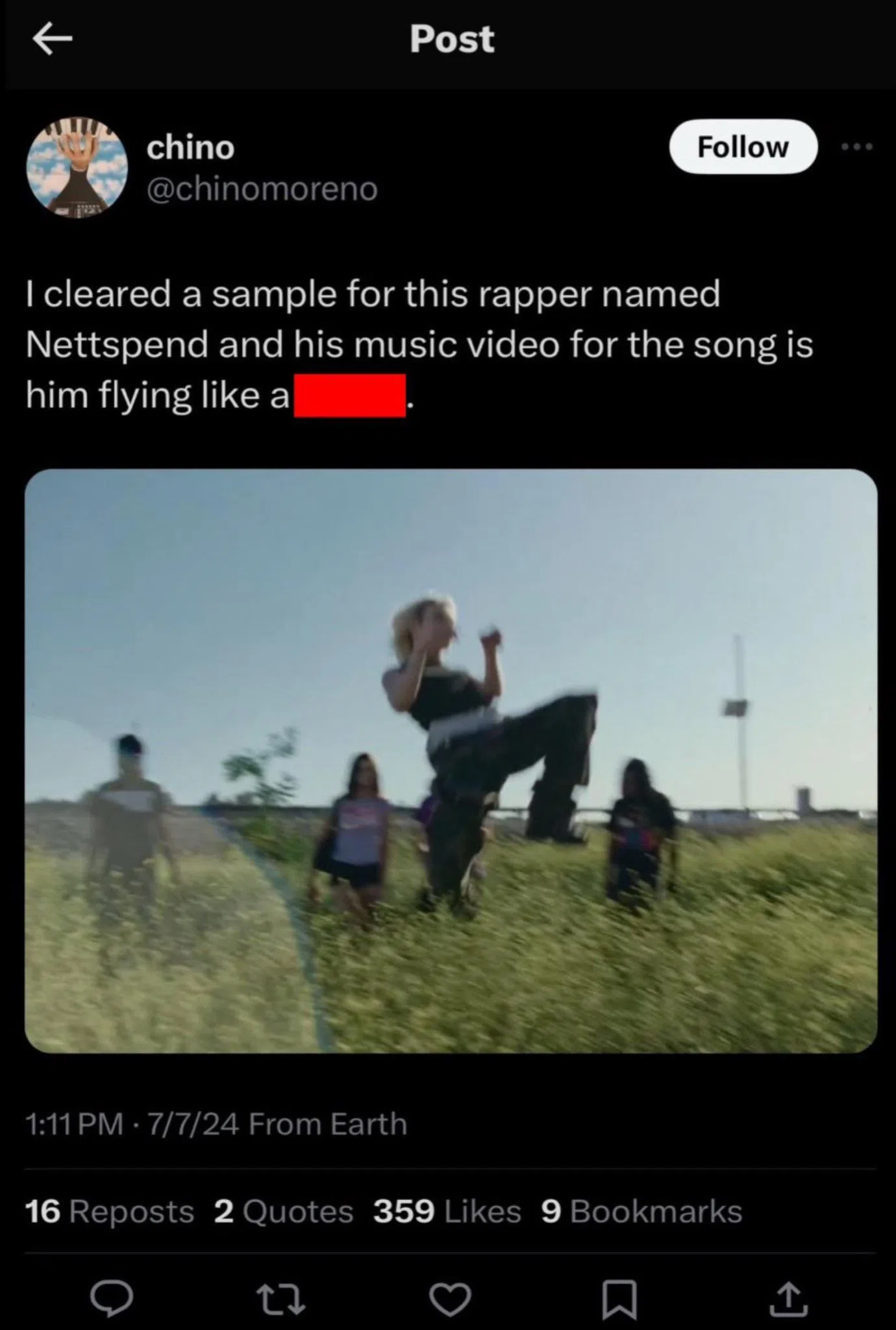 Circulated fake Chino Moreno screenshot about That One Song