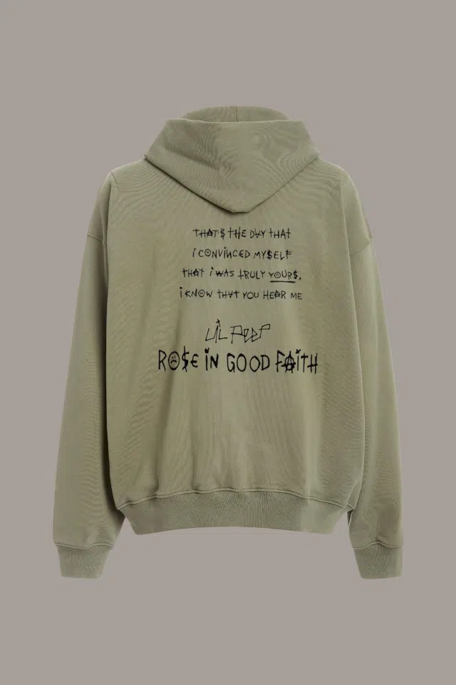 Lil Peep Heavy Live Forever Hoodie (Forest Green) detail image 2