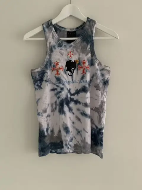 Spiral Upwards Tank Top (Blue / Grey Tie Dye)