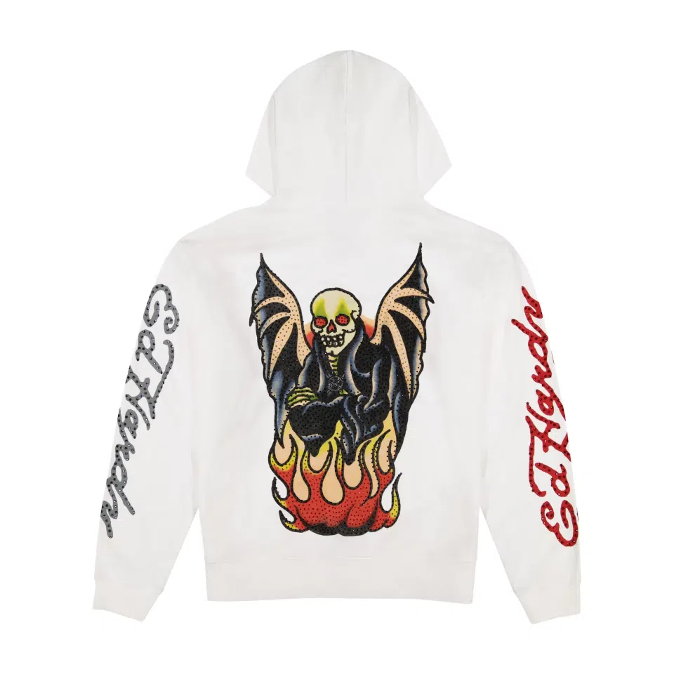 Ken Carson Xman Men's Rhinestone Zip Hoodie White detail image 2