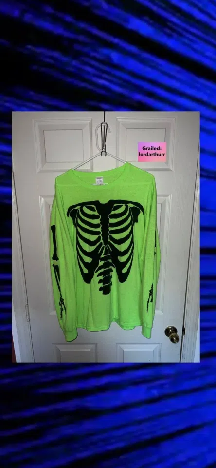 Die Lit Tour Skeleton Ribcage Long Sleeve (Neon Green)