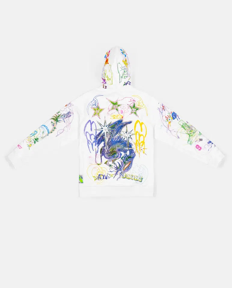 Bladee 333 Extasia Hoodie (White) detail image 2