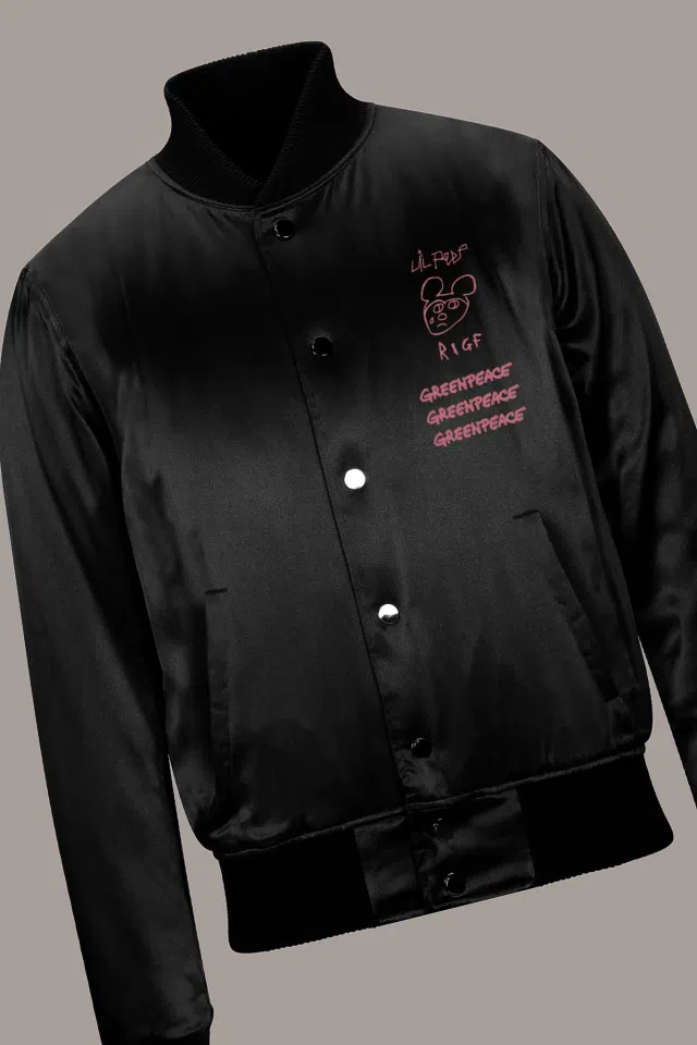 Lil Peep High School Bomber (Black Satin) detail image 3