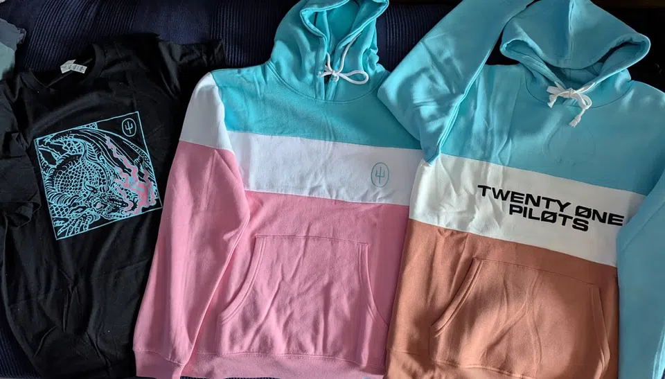 Twenty One Pilots Color Block Hoodie (Blue) detail image 2
