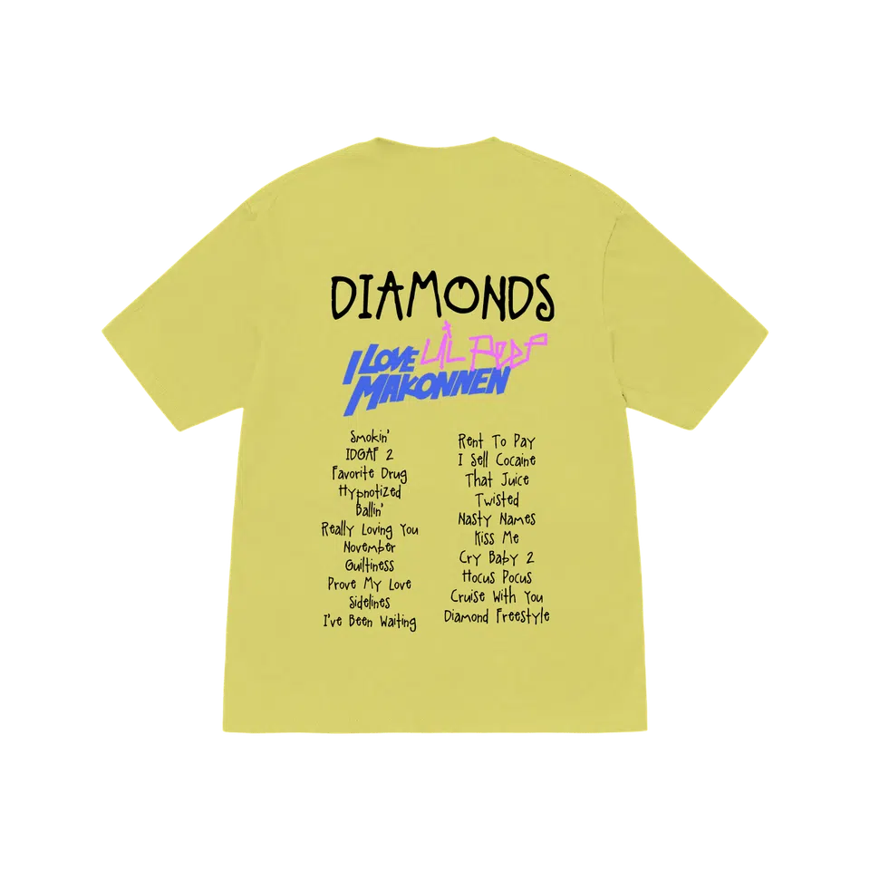 Lil Peep x ILoveMakonnen - DIAMONDS Yellow T-Shirt detail image 2