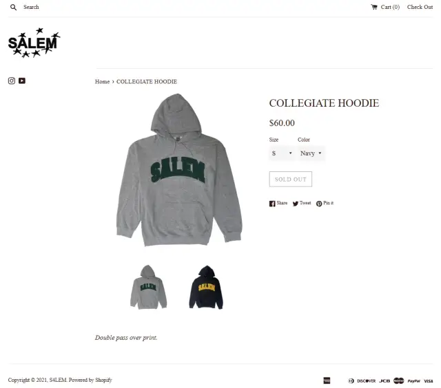 SALEM Collegiate Hoodie (Grey / Green) detail image 2