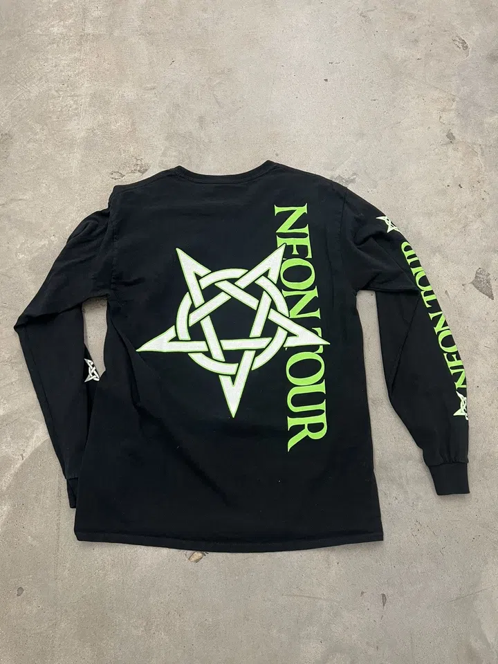 Playboi Carti Neon Tour Pentagram Long Sleeve — Black detail image 2