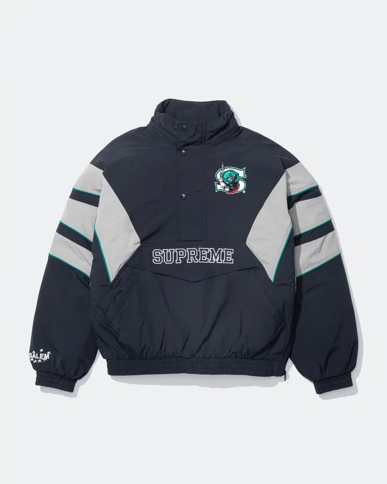 Supreme/SALEM Half Zip Stadium Jacket (Navy) detail image 3