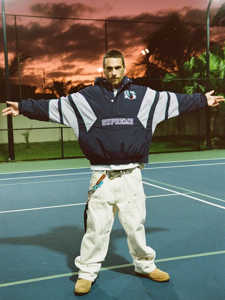 Supreme/SALEM Half Zip Stadium Jacket (Navy) detail image 4
