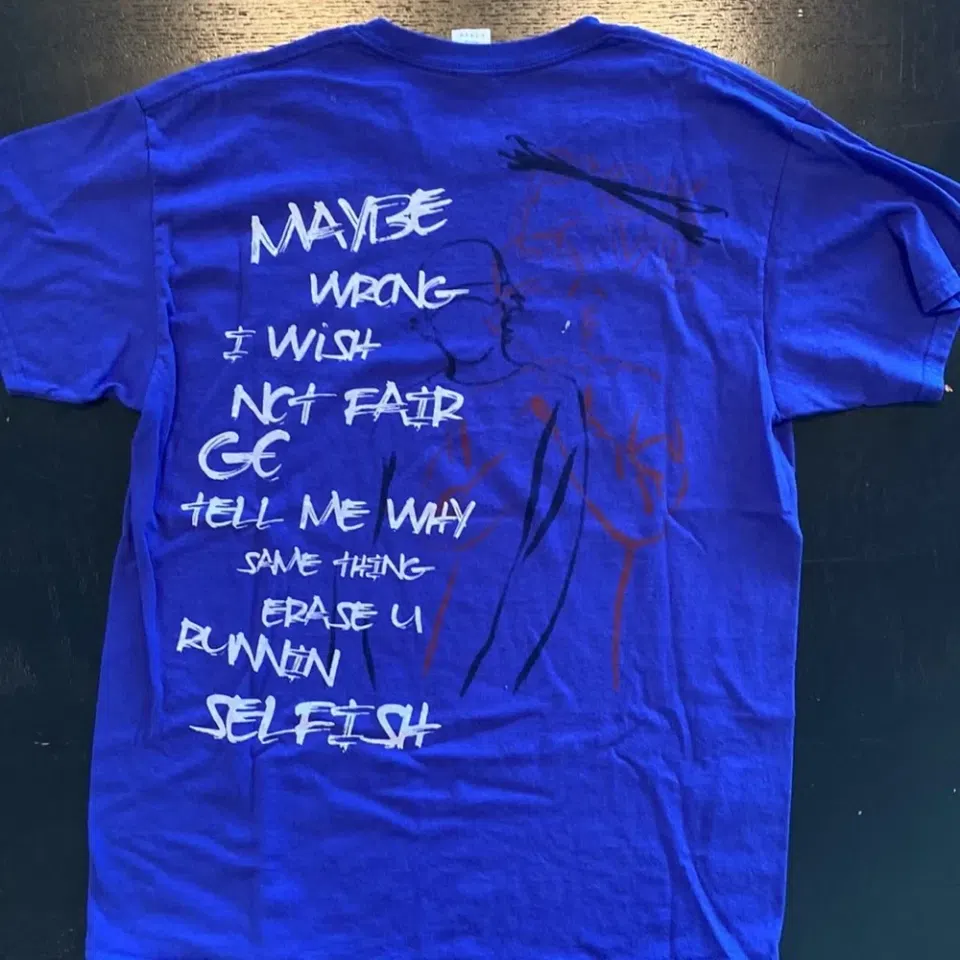 The Kid LAROI Maybe Wrong Tee In Navy detail image 2