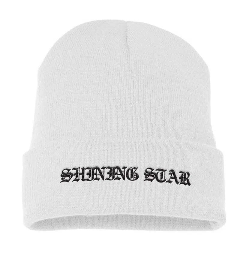 Shining Star Knit White Beanie