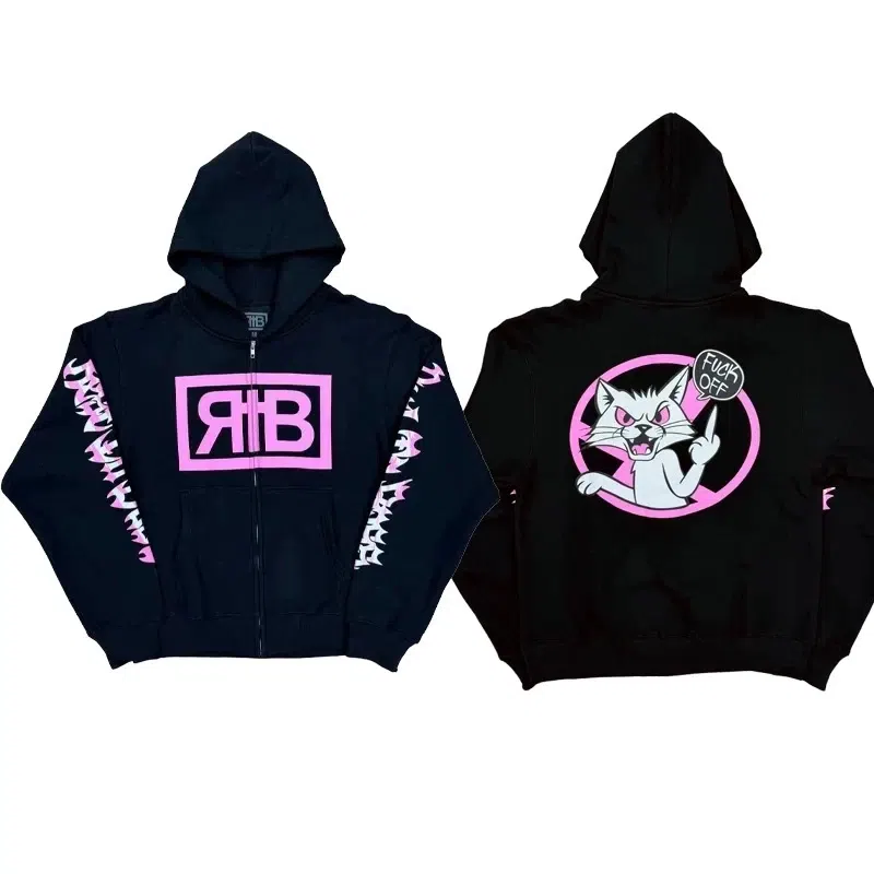Rest In Bass F**k Off Cat Zip Hoodie
