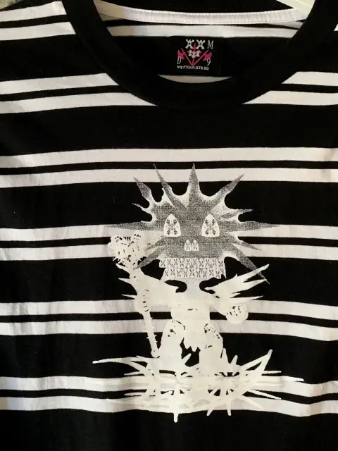 Drain Gang D-9 Striped Tee (White / Black) detail image 3
