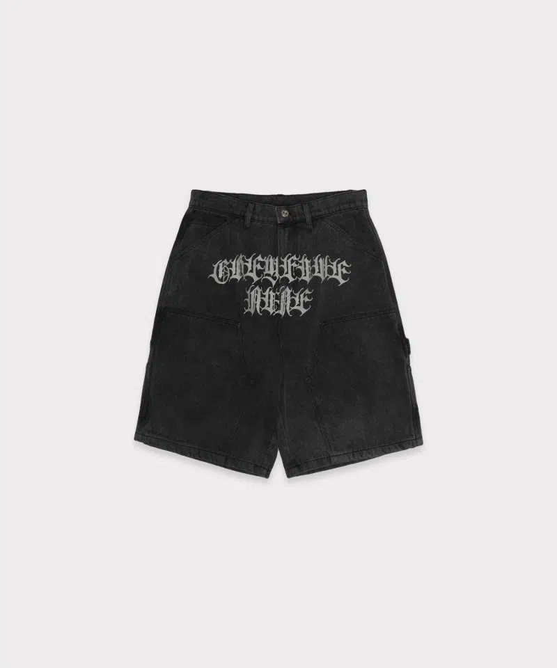 G59 Pain Inflicted Double Knee Shorts (Black Denim)