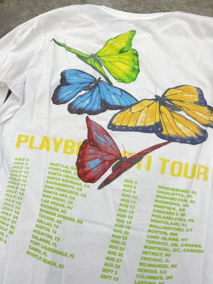 Playboi Carti Self-Titled Tour 2017 Neon Butterflies Long Sleeve (White) detail image 4