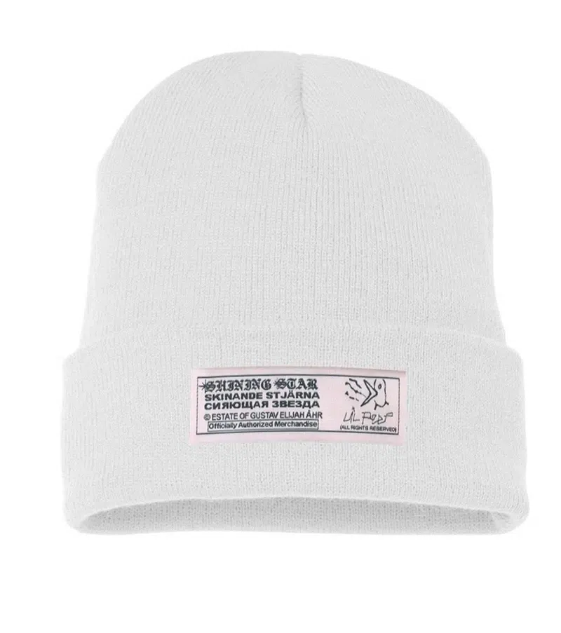 Lil Peep Shining Star Knit White Beanie detail image 2