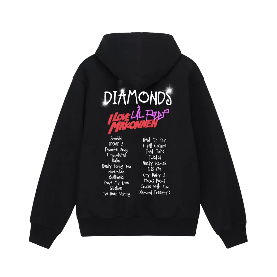 Lil Peep x ILoveMakonnen - DIAMONDS Black Hoodie detail image 2