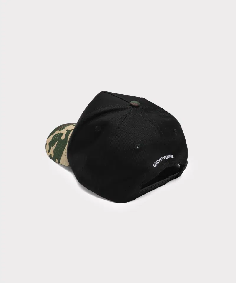 G59 Records G59 Logo Snapback Hat (Black / Woodland Camo) detail image 2