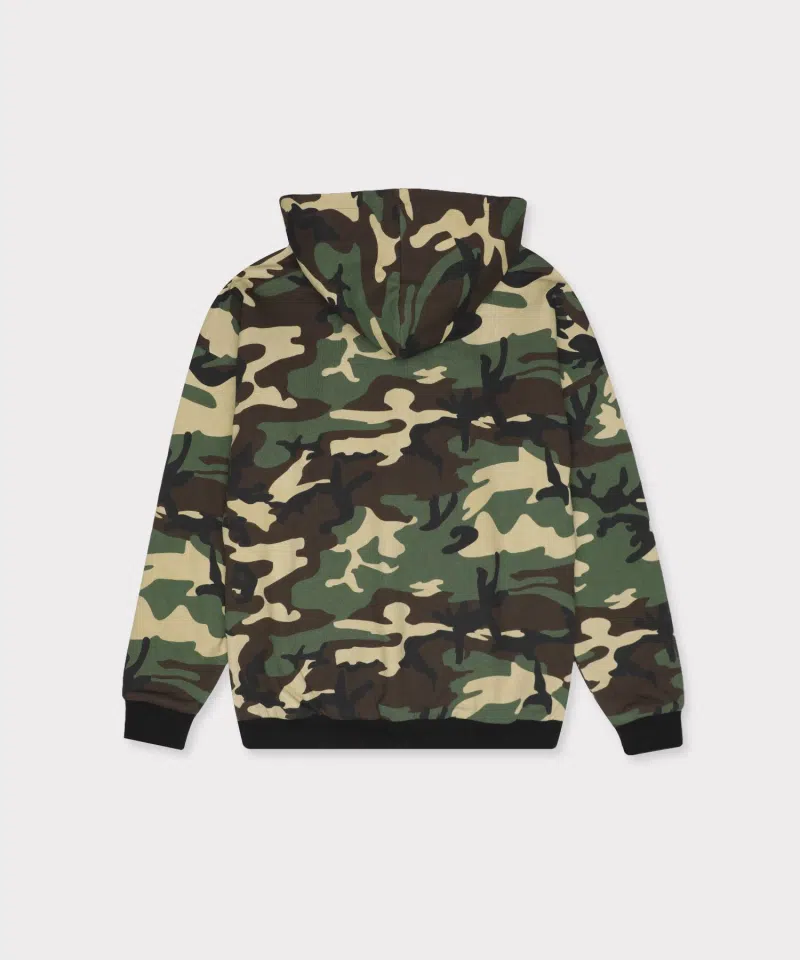 G59 Records Double Layer Reversible Hoodie (Black / Woodland Camo) detail image 2