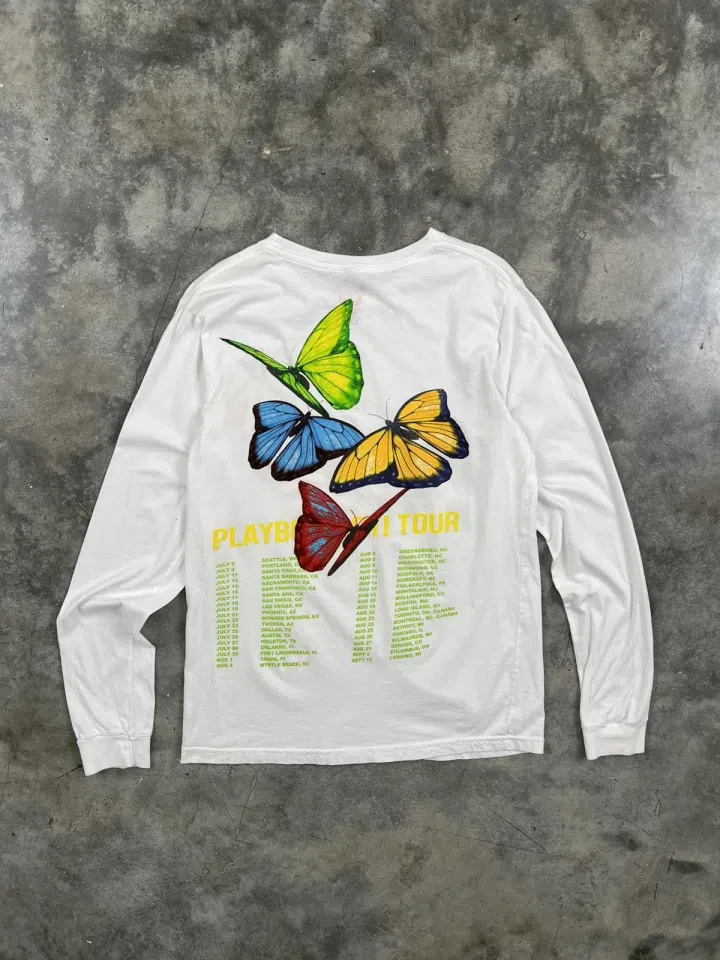 Playboi Carti Self-Titled Tour 2017 Neon Butterflies Long Sleeve (White) detail image 3