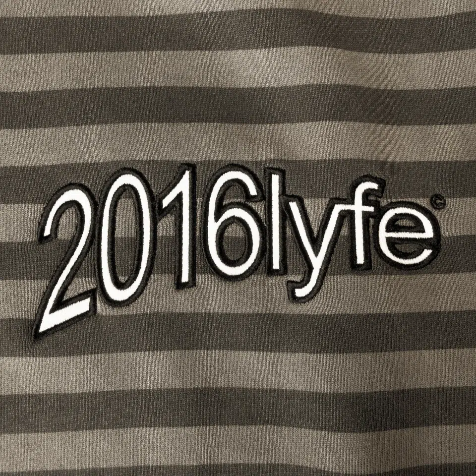 2016LYFE Warped Logo Striped Hoodie (Grey) detail image 3