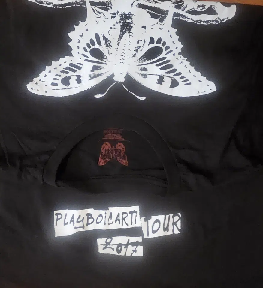 Playboi Carti Self-Titled Tour 2017 Butterfly Skeleton T-Shirt (Black) detail image 3
