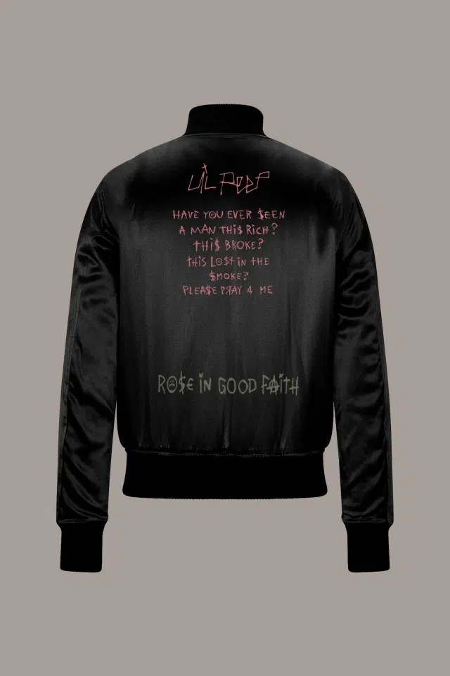 Lil Peep High School Bomber (Black Satin) detail image 2