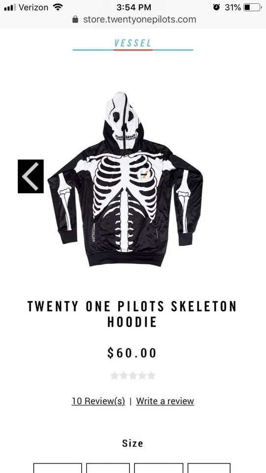 Twenty One Pilots Vessel Skeleton Hoodie detail image 5