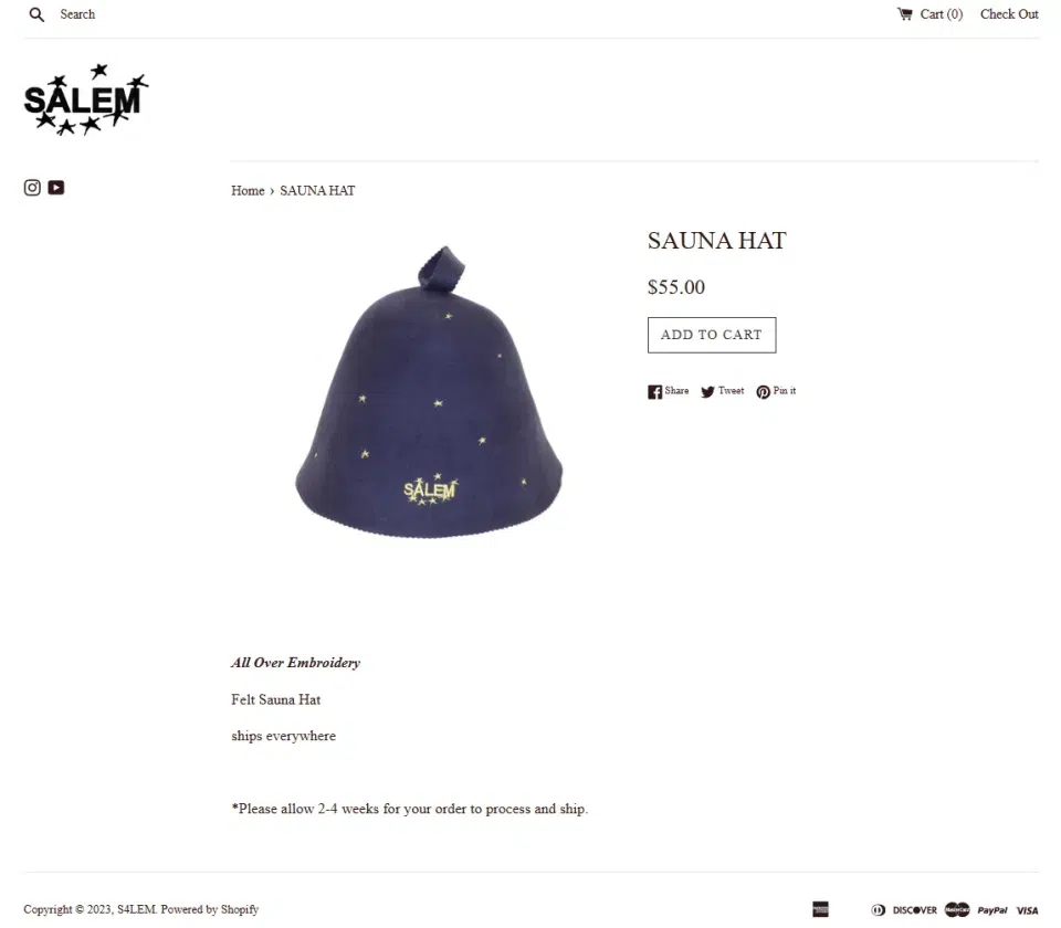 SALEM Sauna Hat (Stars / Blue) detail image 4
