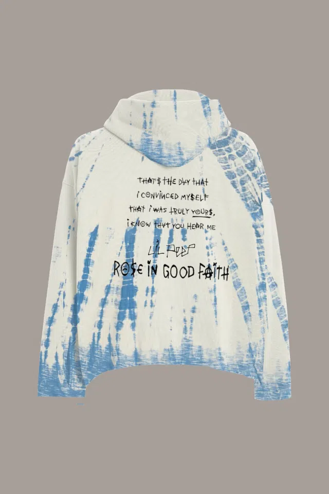 Lil Peep IDGAF Raw Hoodie (Shibori) detail image 2