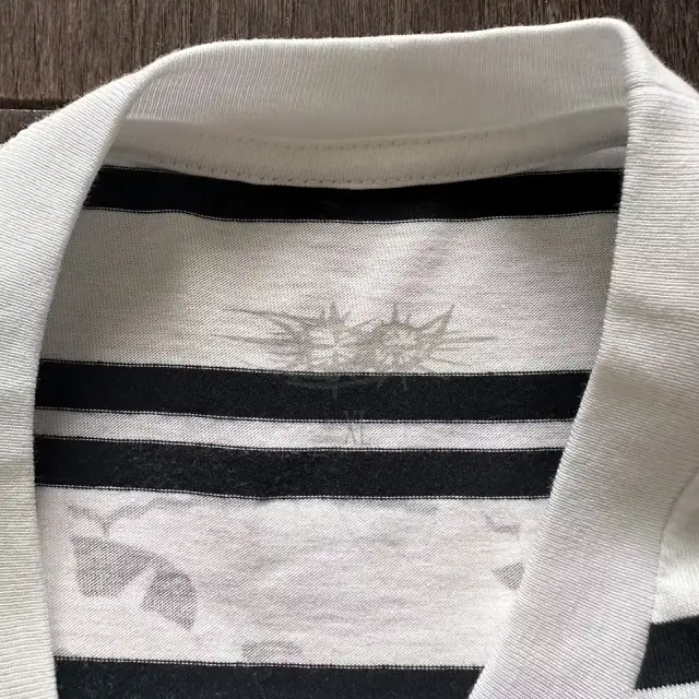 Drain Gang D-9 Striped Tee (White / Navy) detail image 5