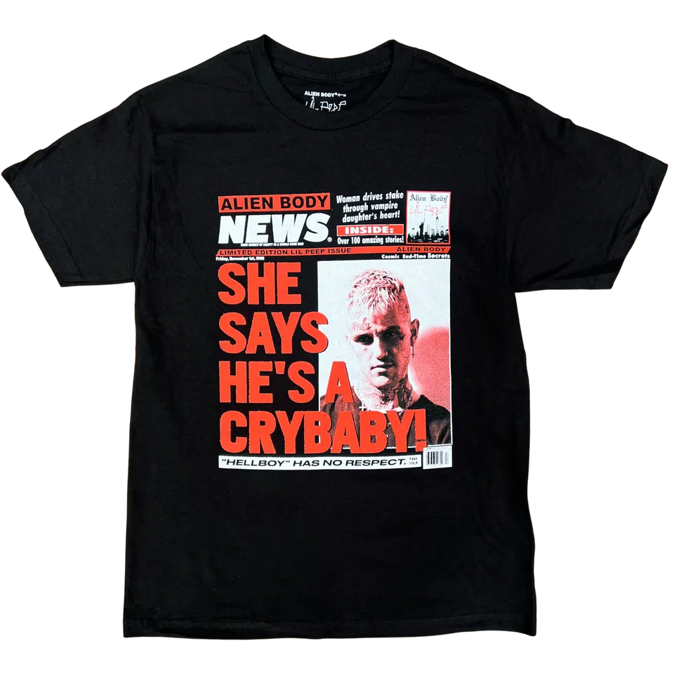 Alien Body x Lil Peep - Black "Alien Body News" Tee primary image