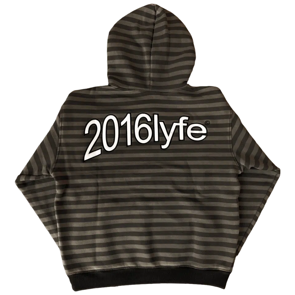 2016LYFE Warped Logo Striped Hoodie (Grey) detail image 2