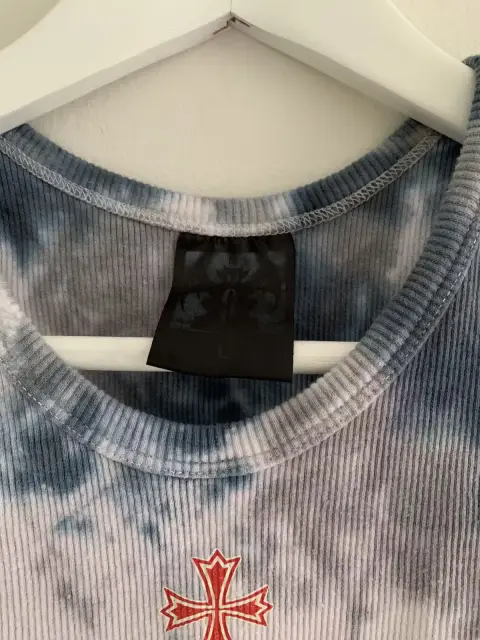 Drain Gang Spiral Upwards Tank Top (Blue / Grey Tie Dye) detail image 5