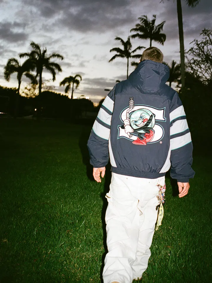 Supreme/SALEM Half Zip Stadium Jacket (Navy) detail image 5