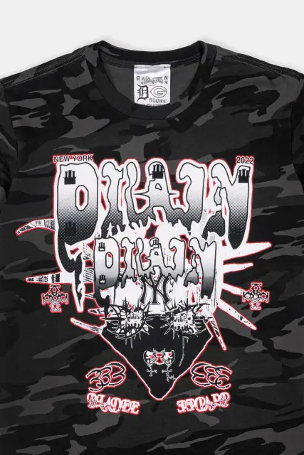 Drain Gang Face Shield NYC Tee (Black Camo) detail image 3
