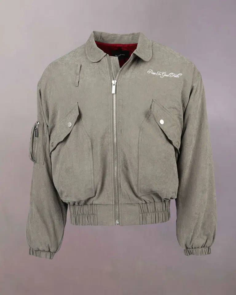 Lil Peep Gimme Time Sueded Patch Flight Jacket (Green) detail image 4