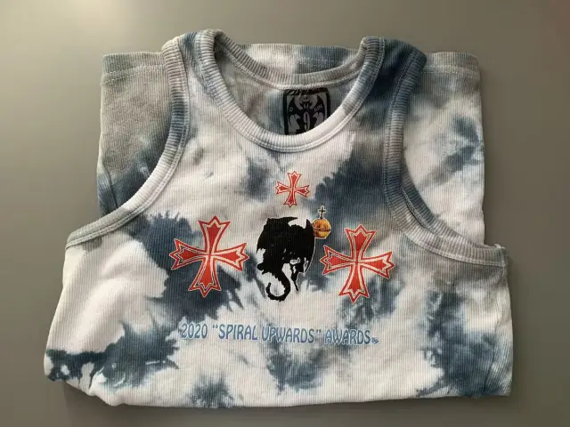 Drain Gang Spiral Upwards Tank Top (Blue / Grey Tie Dye) detail image 3