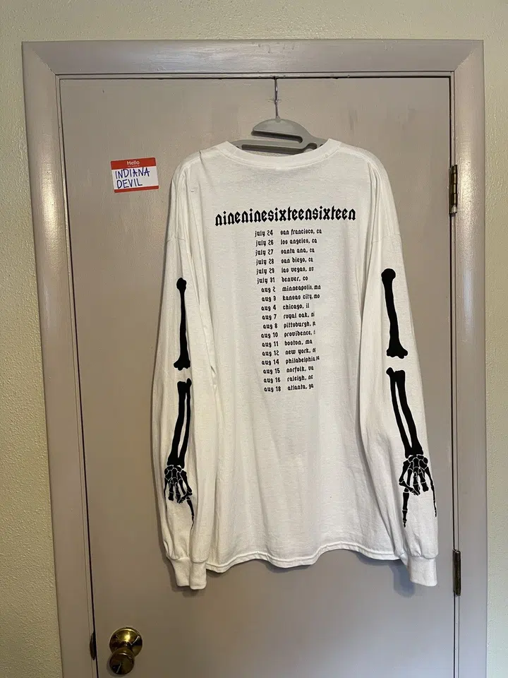 Playboi Carti Die Lit Tour Skeleton Ribcage Long Sleeve (White) detail image 2