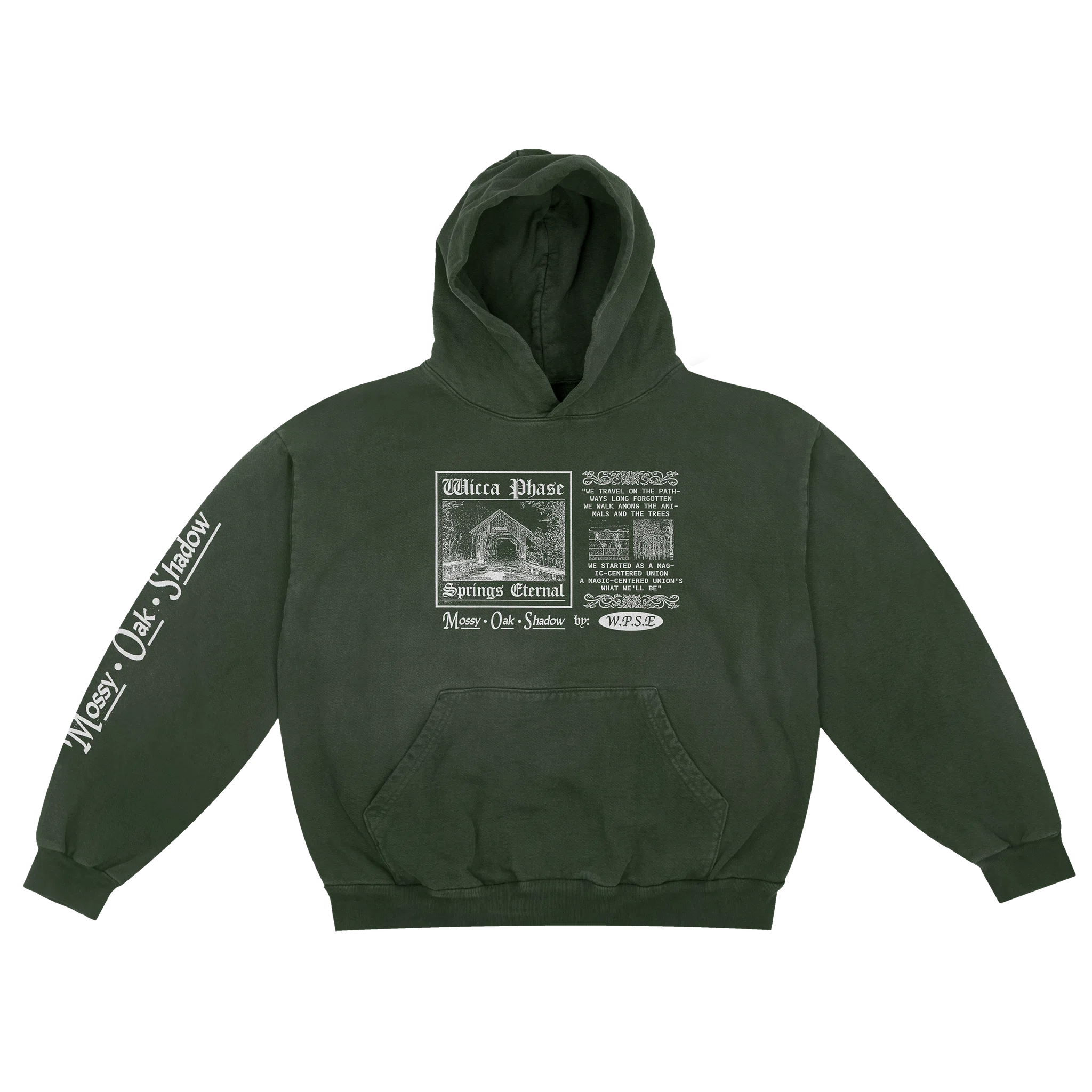 Wicca Phase Springs Eternal Long Forgotten Path Pullover Hooded Sweatshirt (Forest)