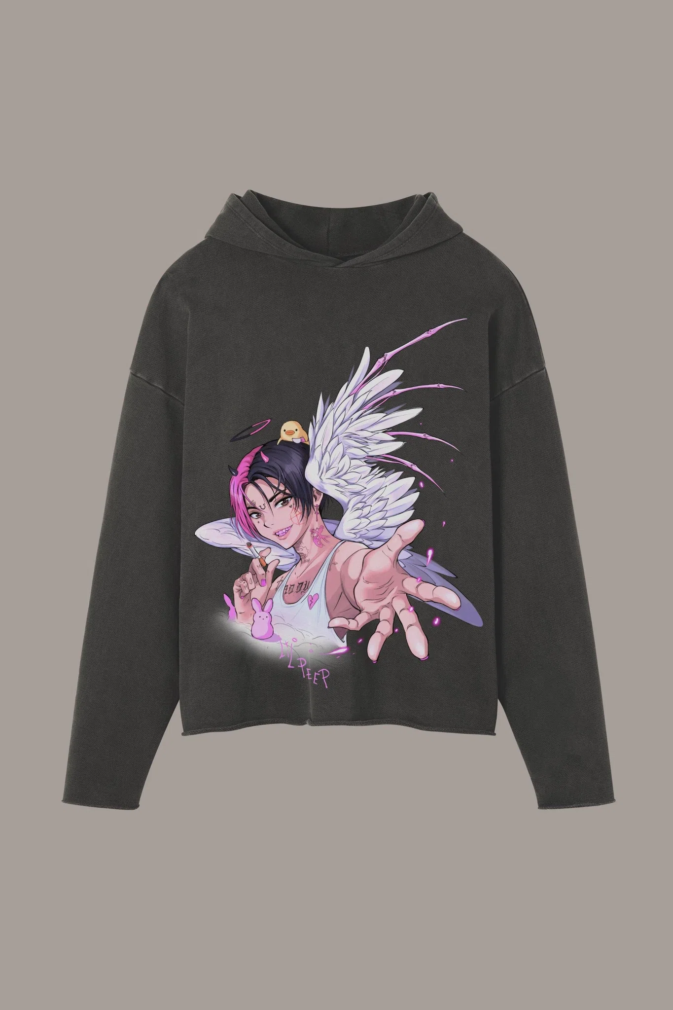 Lil Peep Messenger Raw Hoodie (Black) primary image