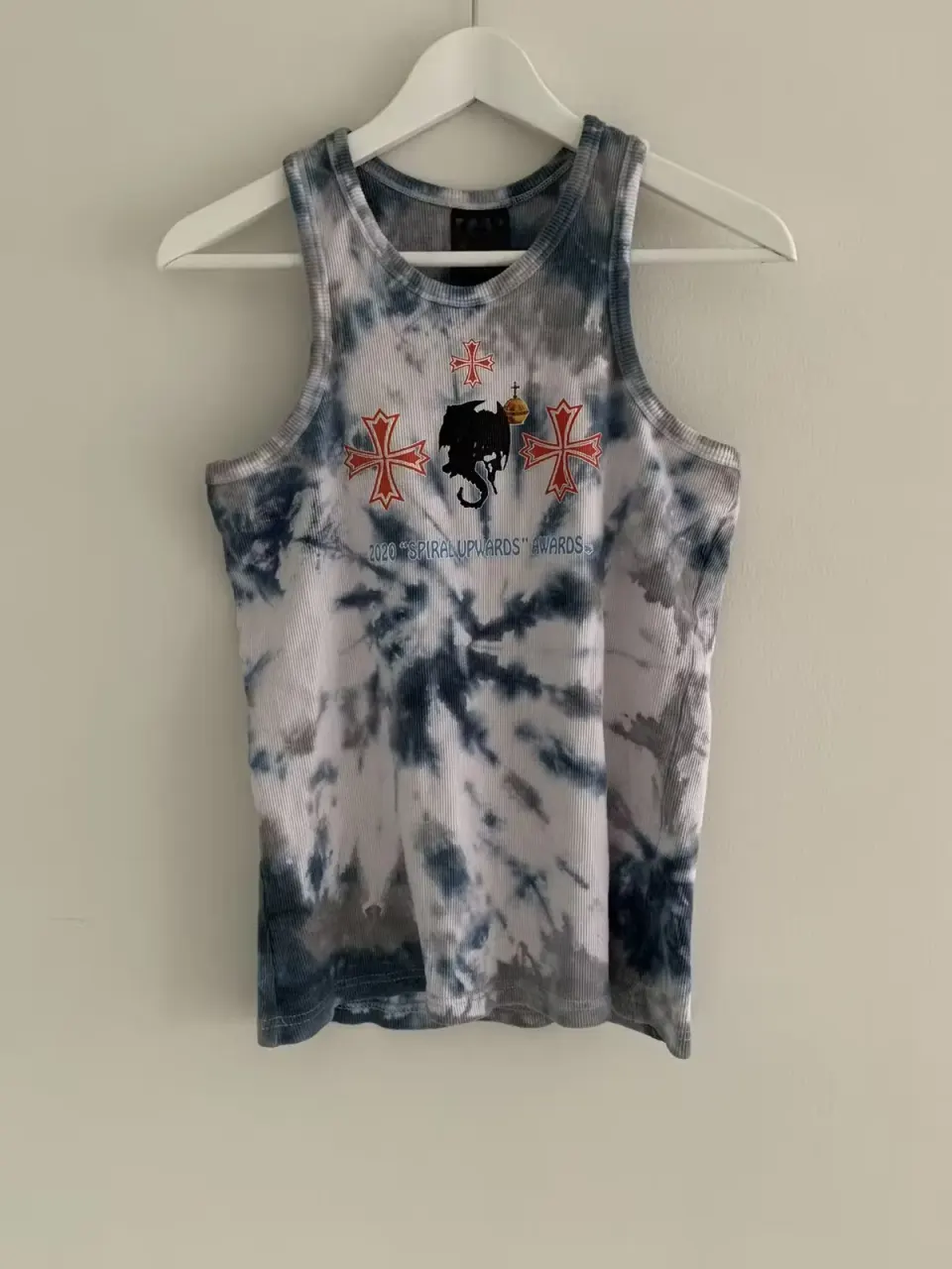 Drain Gang Spiral Upwards Tank Top (Blue / Grey Tie Dye) primary image
