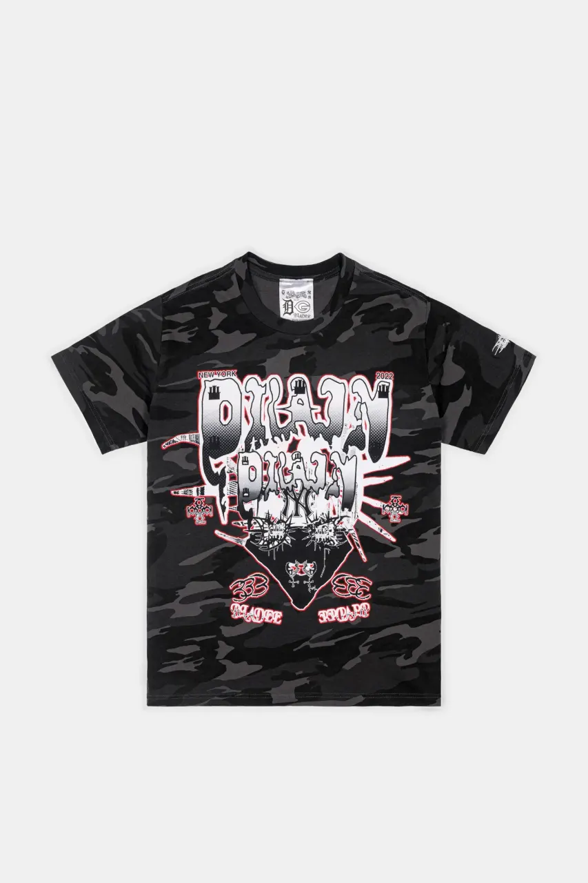 Drain Gang Face Shield NYC Tee (Black Camo) primary image