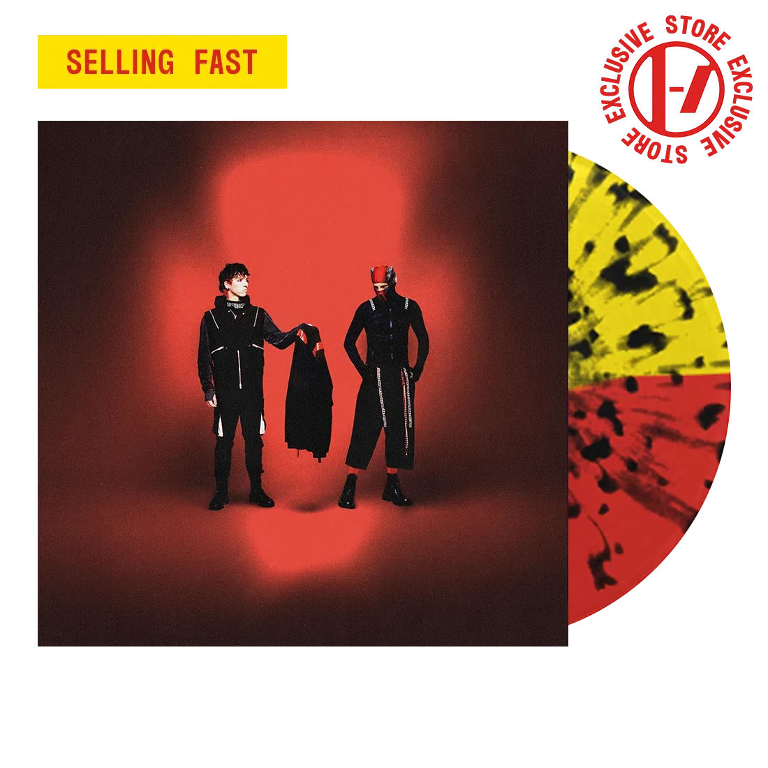 Twenty One Pilots Breach Limited Edition Red, Yellow, and Black Hazard Splatter Vinyl