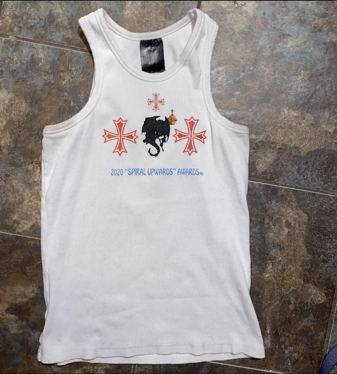 Drain Gang Spiral Upwards Tank Top (White) primary image
