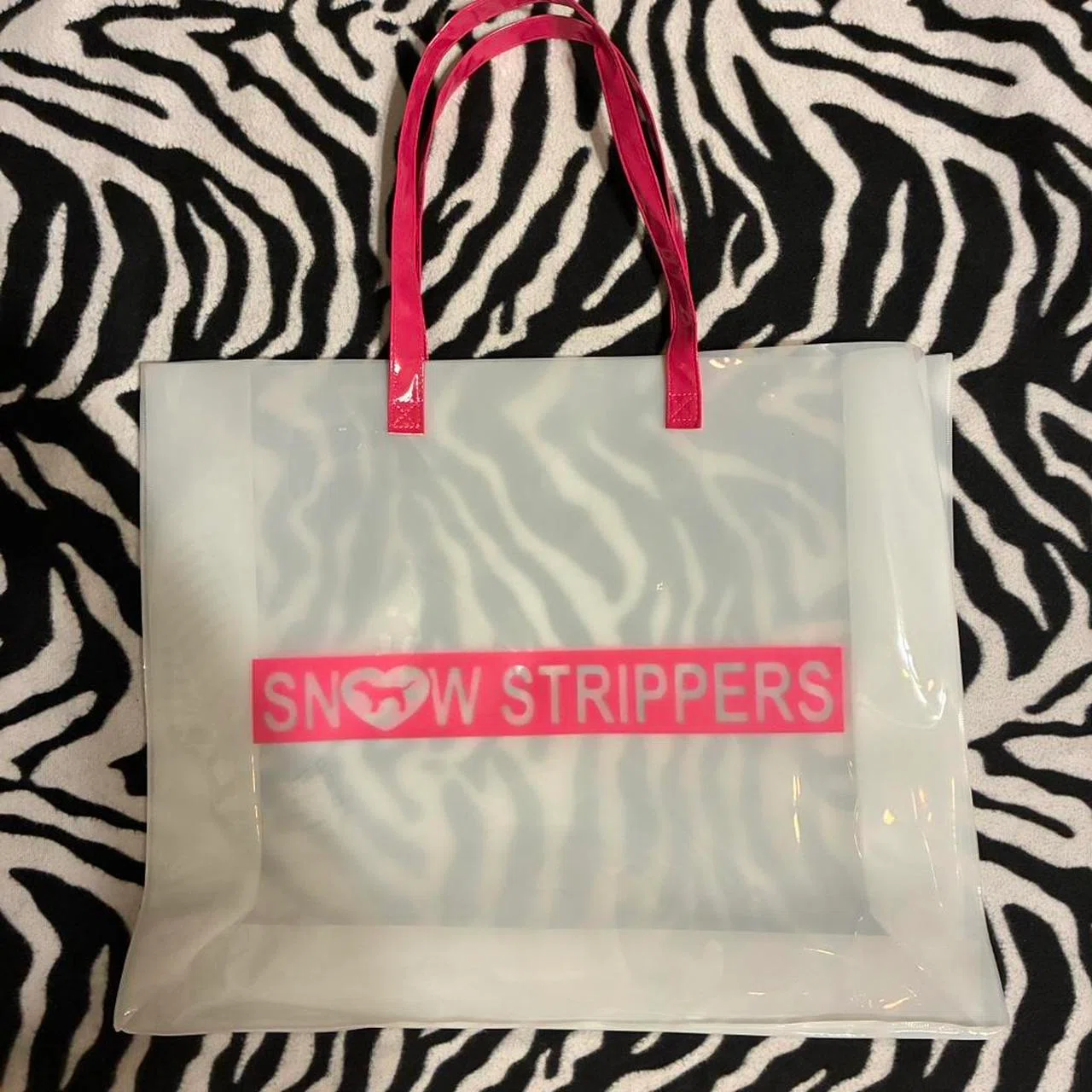 Snow Strippers Snowbudz Pink/White Transparent Tote Bag (Large)