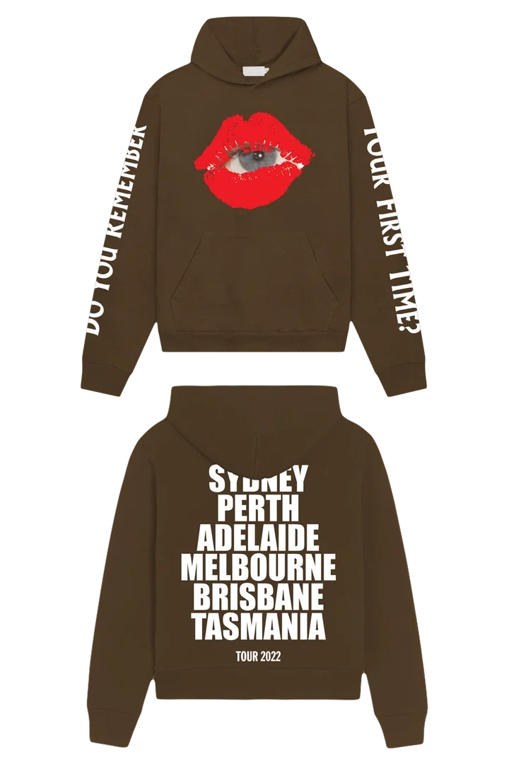 The Kid LAROI LIPS HOODIE BROWN