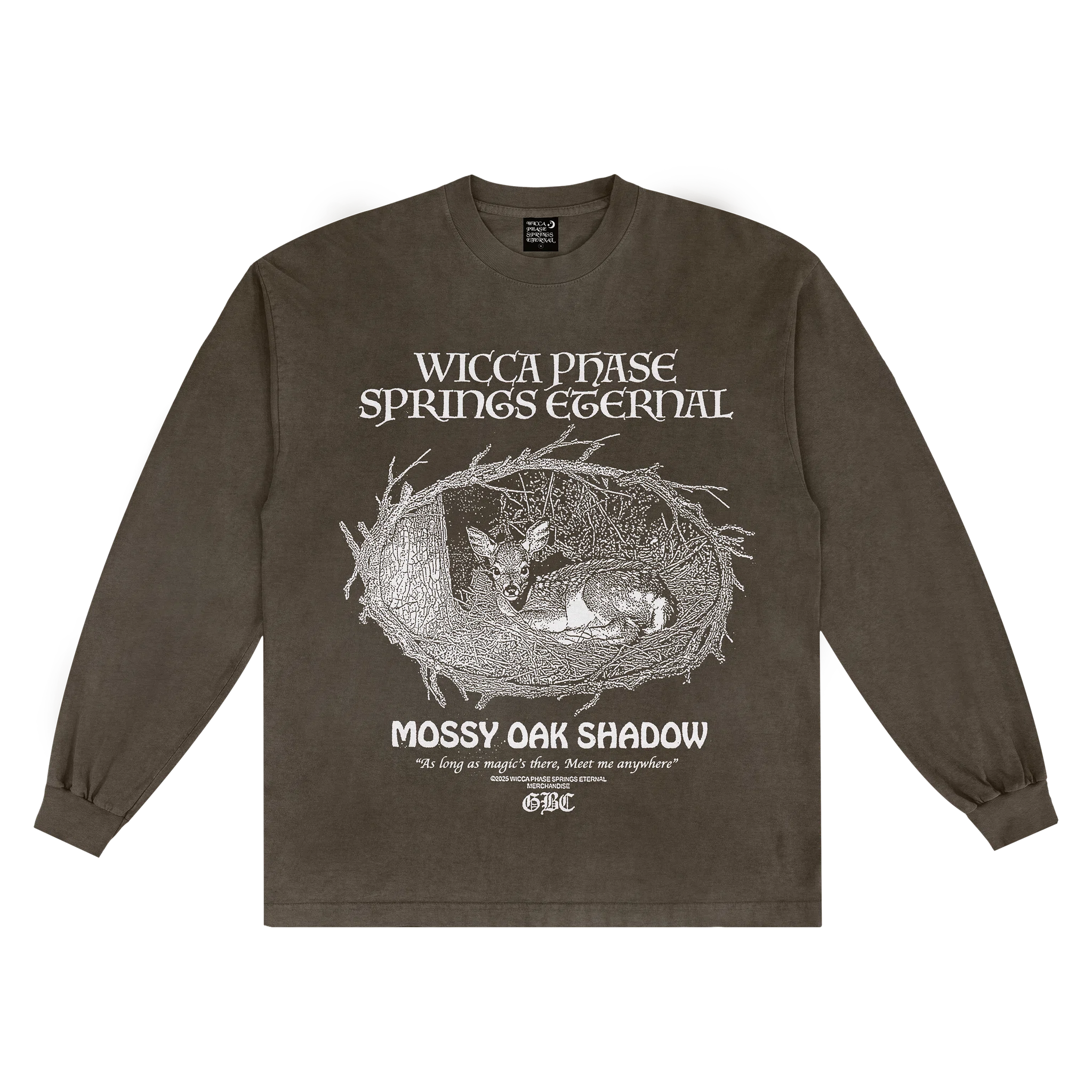 Wicca Phase Springs Eternal As Long As Magic's There Long Sleeve T-Shirt (Deep Oak)