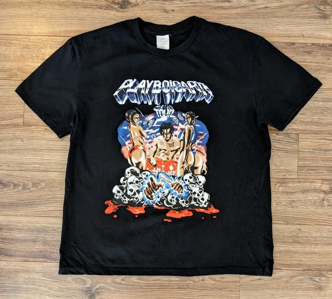 Playboi Carti Self-Titled Tour 2017 Tour Dates T-Shirt (Black) primary image