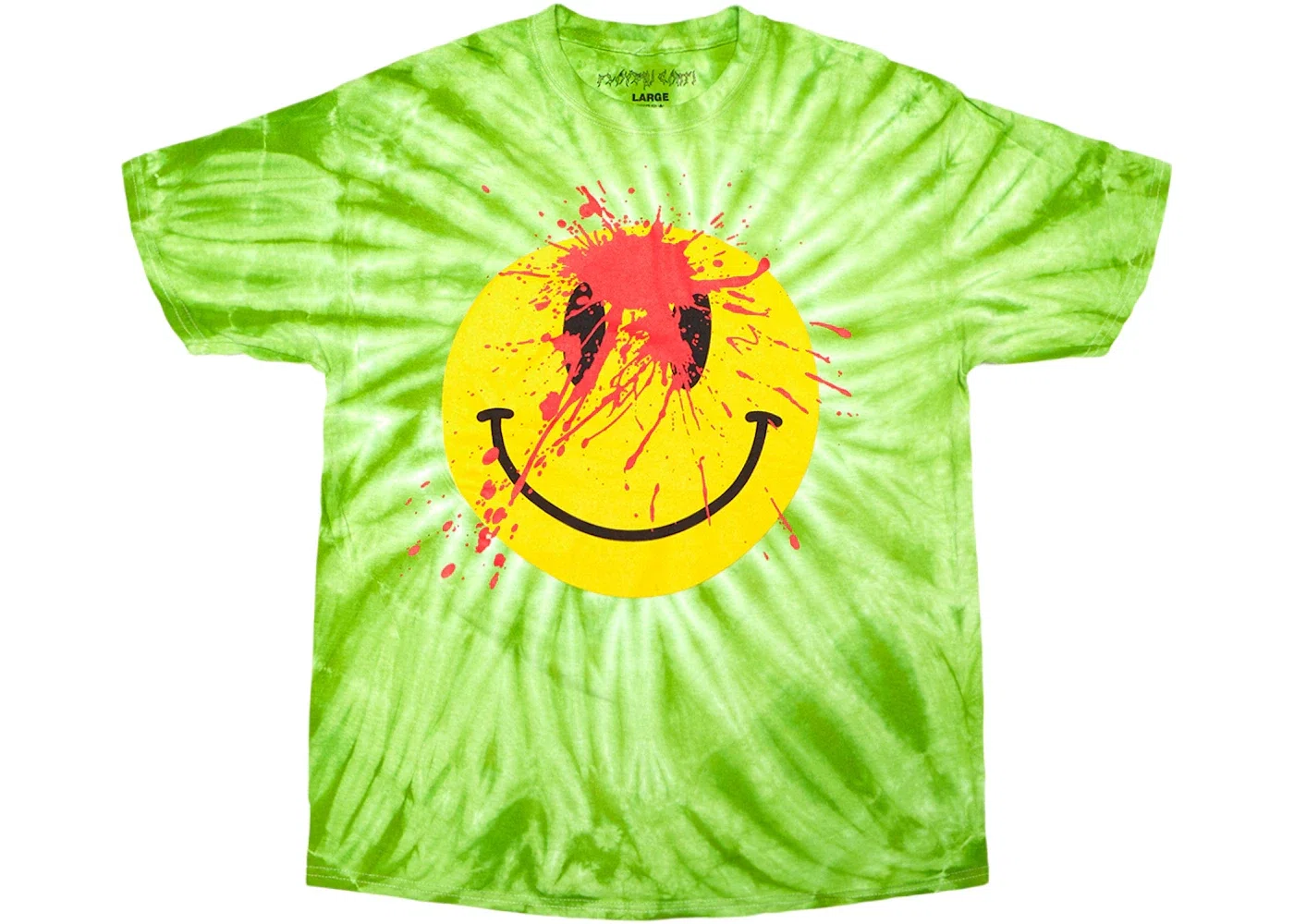 Playboi Carti Die Lit Tour Smiley Face Tee — Green Tie-Dye primary image